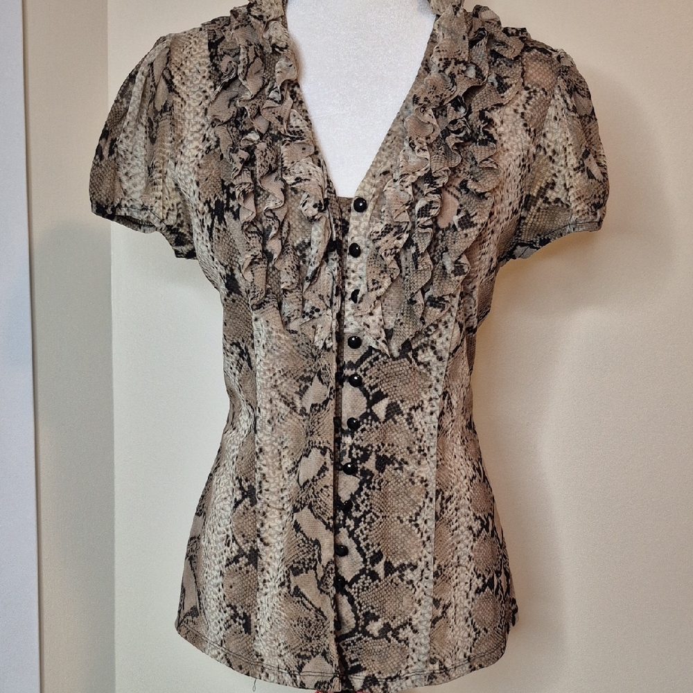 INC International Concepts Beige Snakeskin Blouse